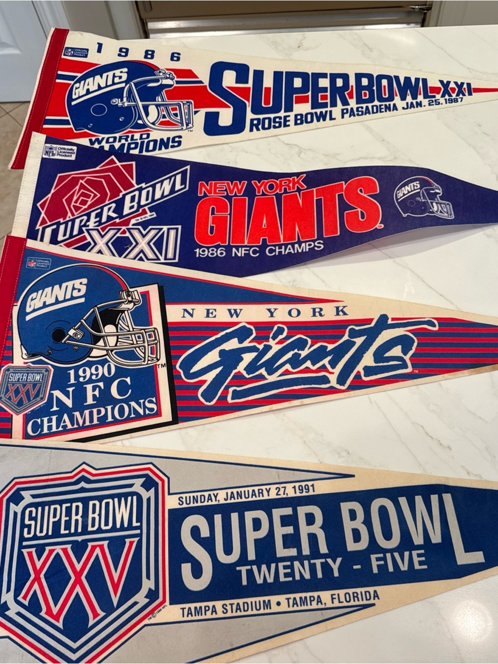 NFL New York Giants Vintage Super Bowl & NFC Champion Pennant Set  1987 Vintage